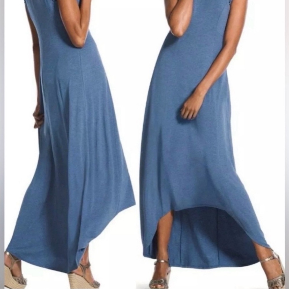 Chico's dress Sz Large Chico's 2 Sky Blue Cotton tank top hi low hem Sz 12